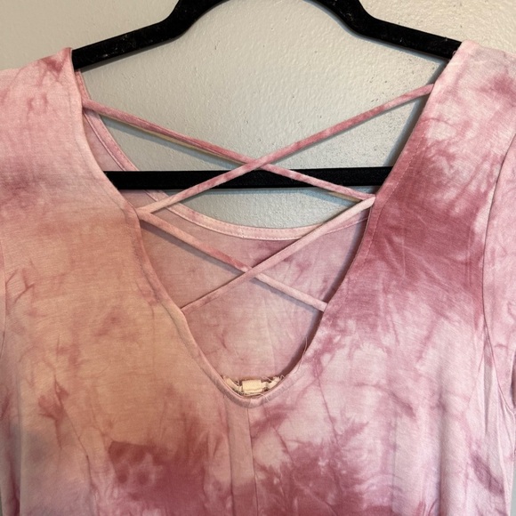 Rolla Coster Pink Tie-Dye Short Sleeve Mini Dress Size Medium - Picture 6 of 7